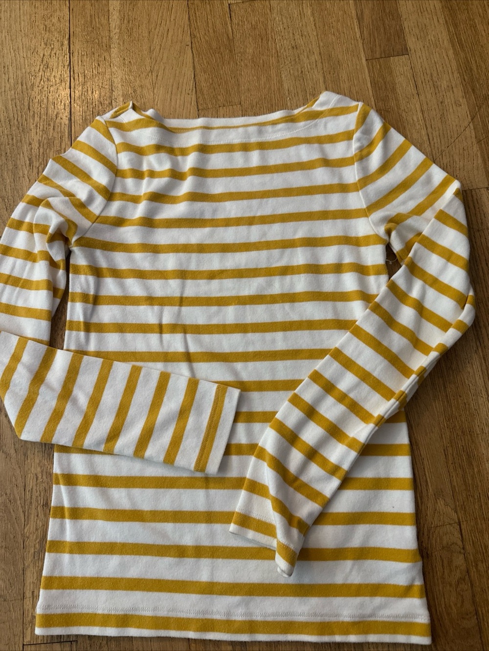 GAP Striped Boatneck Top in White and Mustard
